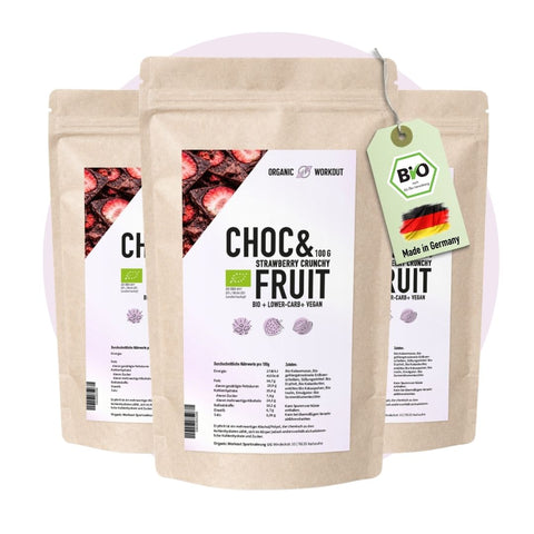 Bio Chocolate & Fruits Crunch Strawberry - Lower Sugar, vegan & glutenfrei