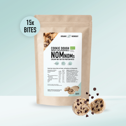 Cookie Dough NomNoms- Protein Bites, bio, vegan, Ballaststoffquelle mit Bio-Erythrit und Bio Erbsenprotein