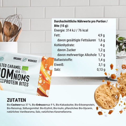 3er Big Pack Salted Caramel NomNoms (Protein-Bites) – bio, vegan mit Bio-Erythrit und Bio Erbsenprotein