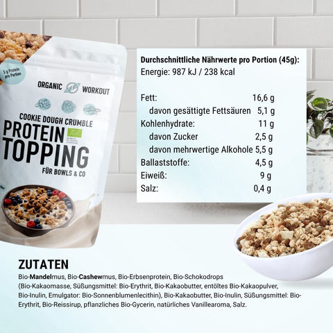 Cookie Dough Protein Crumble – bio, vegan mit Bio-Erythrit und Bio Erbsenprotein