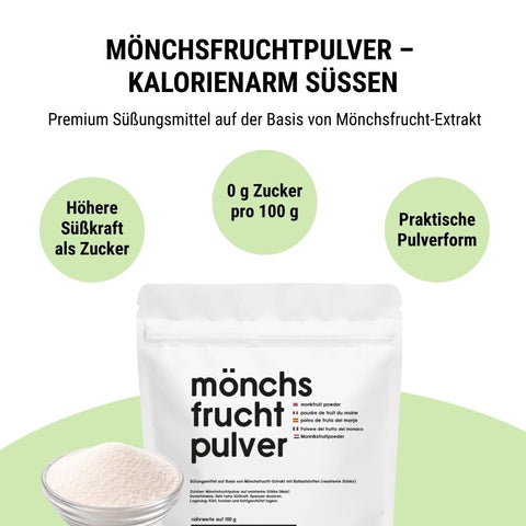 Mönchsfruchtpulver zum kalorienarmen Süßen - 80 g