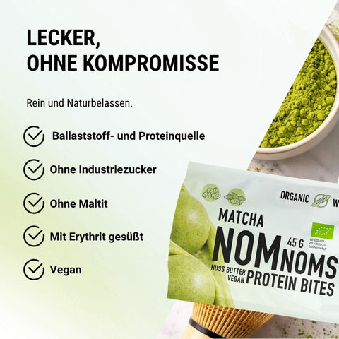 Matcha NomNoms - Protein Bites – Bio, vegan mit Bio-Erythrit und Bio-Erbsenprotein