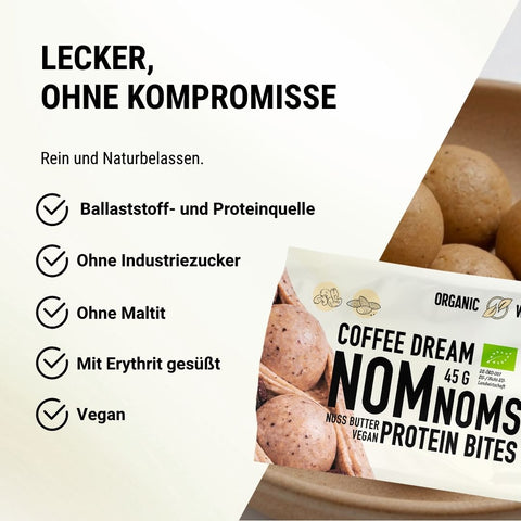 Coffee Dream NomNoms - Protein Bites – Bio, vegan mit Bio-Erythrit und Bio-Erbsenprotein
