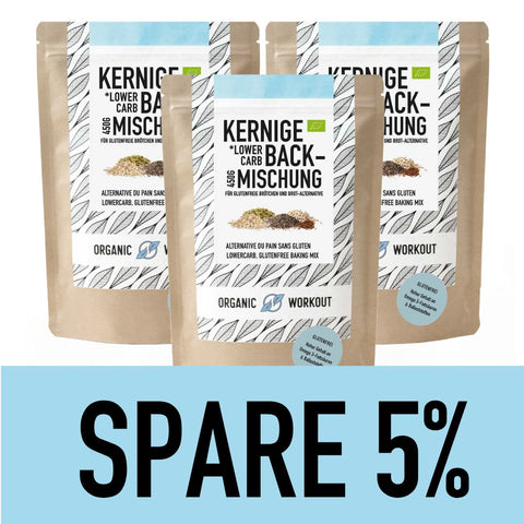 Bio Kernige Lower-Carb* Backmischung – glutenfrei, vegan, eiweiss- und ballaststoffreich