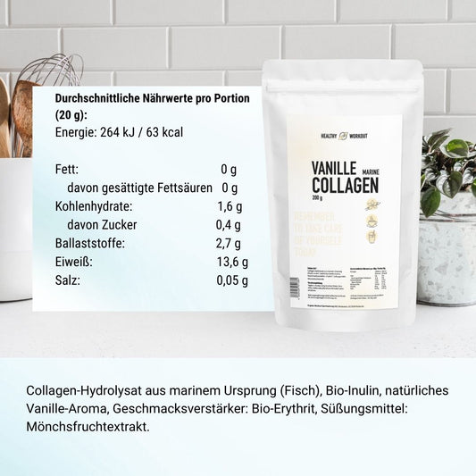Vanille-Collagen Pulver gesüßt mit Mönchsfruchtextrakt