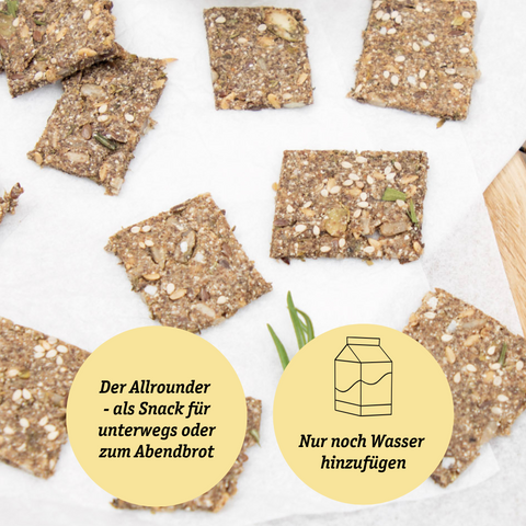 ABVERKAUF Knäckebrot-Backmischung – Bio, lower-carb* glutenfrei, vegan, eiweiß- und ballaststoffreich