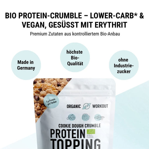 Cookie Dough Protein Crumble – bio, vegan mit Bio-Erythrit und Bio Erbsenprotein