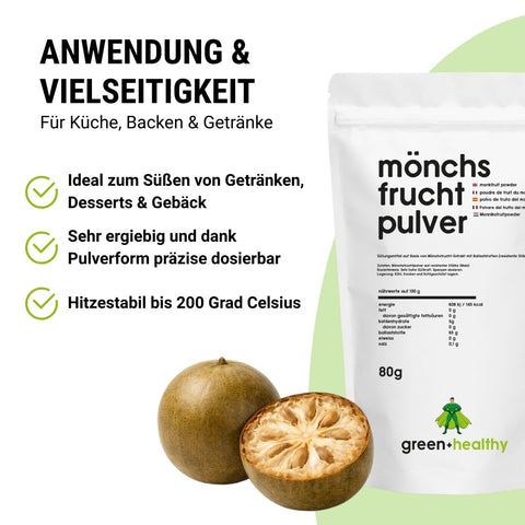 Mönchsfruchtpulver zum kalorienarmen Süßen - 80 g