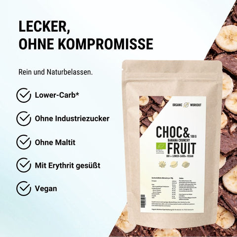 Bio Chocolate & Fruits Crunch Banana - Lower Sugar, vegan & glutenfrei