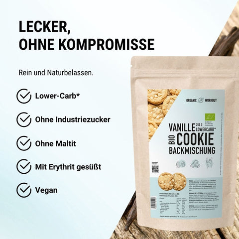 Vegane Vanille Macadamia Cookie-Backmischung, bio, lower-carb* & glutenfrei