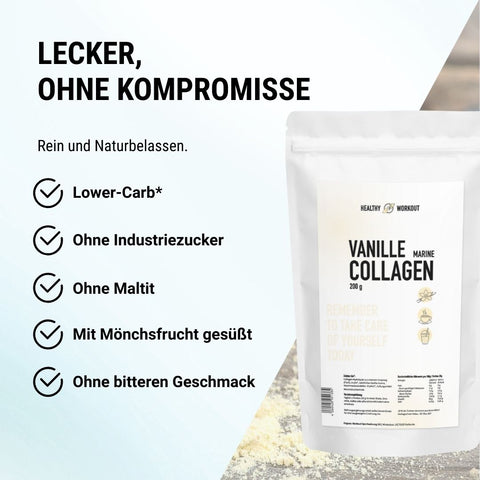 Vanille-Collagen Pulver gesüßt mit Mönchsfruchtextrakt