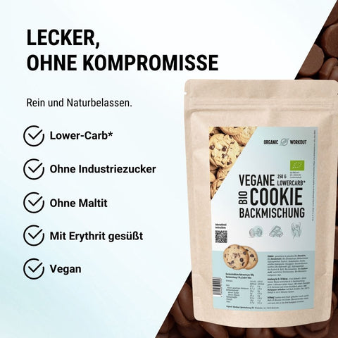 Vegane Cookie-Backmischung, bio, lower-carb* für glutenfreie Chocolate-Chip-Kekse