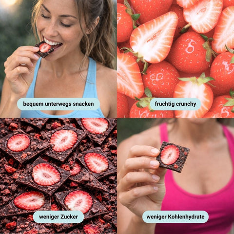Bio Chocolate & Fruits Crunch Strawberry - Lower Sugar, vegan & glutenfrei