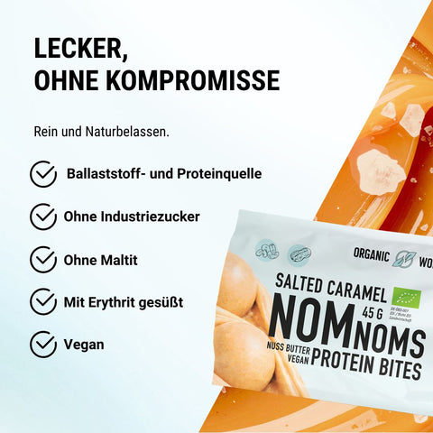 3er Big Pack Salted Caramel NomNoms (Protein-Bites) – bio, vegan mit Bio-Erythrit und Bio Erbsenprotein
