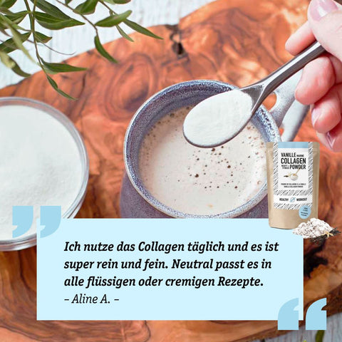 Probe Vanille-Collagen Pulver gesüßt mit Bio-Erythrit – 30 g