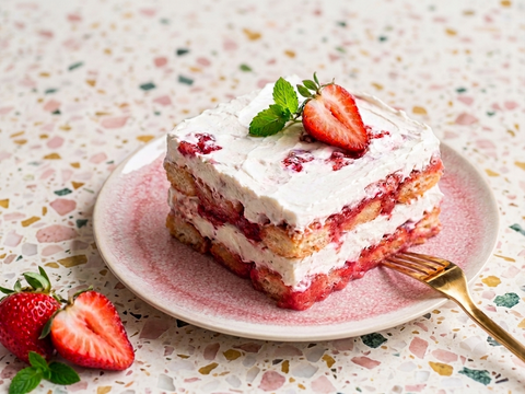 Glutenfreies Erdbeer-Tiramisu ohne Industriezucker